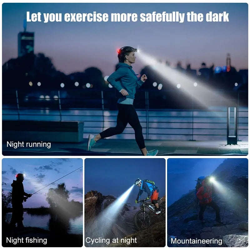 Rechargeable Zoom LED Hands-Free Flashlight for Hiking, Camping & Night Running | Lightweight Headlamp with Adjustable Focus Beam