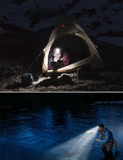 Rechargeable Zoom LED Hands-Free Flashlight for Hiking, Camping & Night Running | Lightweight Headlamp with Adjustable Focus Beam