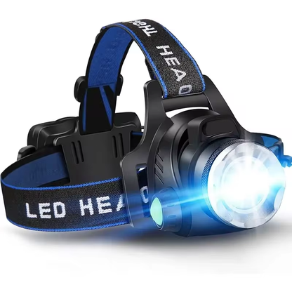 Linterna frontal LED Ortekor con zoom y batería recargable | Diseño impermeable para aventuras en todo clima