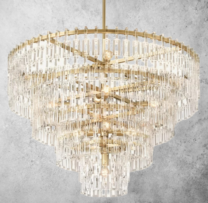 Multi-Tiered Crystal Ring Chandelier with Glass Chain Links for Dining Rooms and Living Rooms 36 48 60 Inch