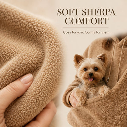 Ortekor Pet Carrier Sherpa Hoodie for Small Dogs & Cats – Cozy Front Pouch Sweatshirt for Walks, Errands & Home Cuddles – Keeps Pets Warm & Close
