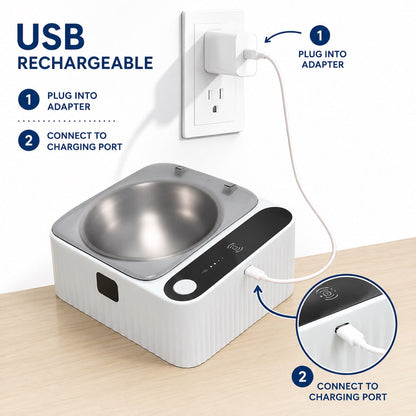 Ortekor Smart Motion Sensor Covered Cat Bowl for Cleaner Indoor Feeding - Auto Open Lid Helps Keep Food Covered from Dust, Hair & Flies