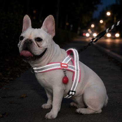 Ortekor No-Choke French Bulldog Harness & Leash Set for Daily Walks - Reflective, Easy-Control Fit for Broad-Chest Dogs
