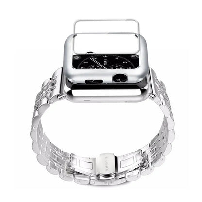 Metal Band and Protective Case Bundle for 38-44mm Apple Watch