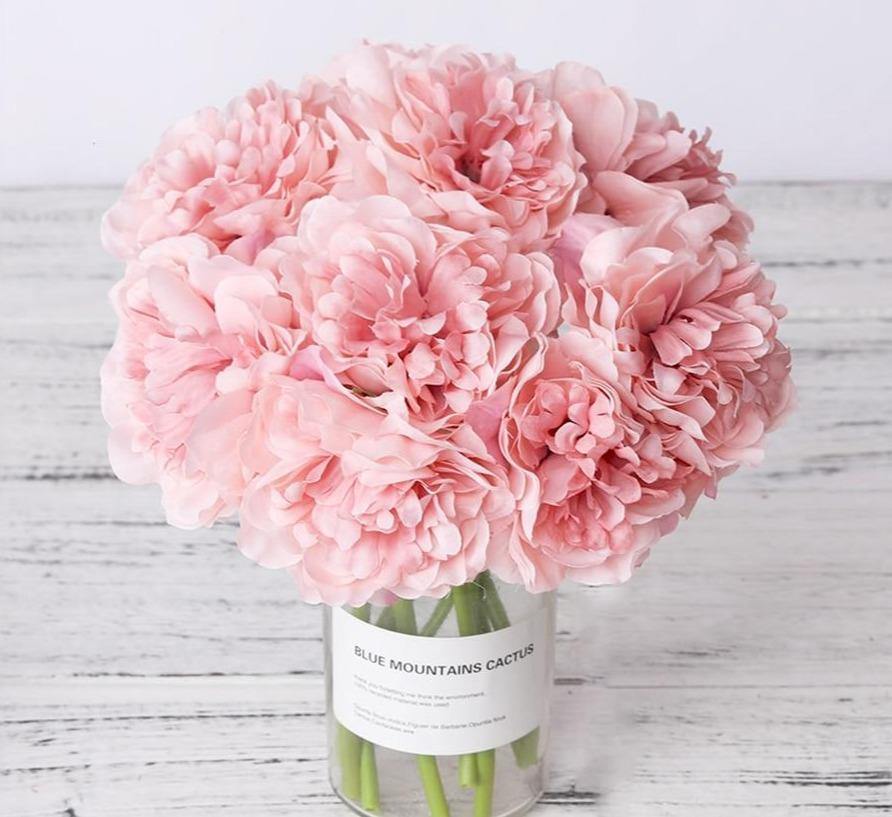 5-Pack Silk Faux Roses Artificial Flowers