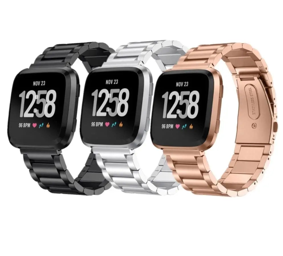 Replacement Steel Link Wristband for Fitbit Versa 2 Smartwatch – Adjustable Metal Fitness Tracker Strap for Women & Men