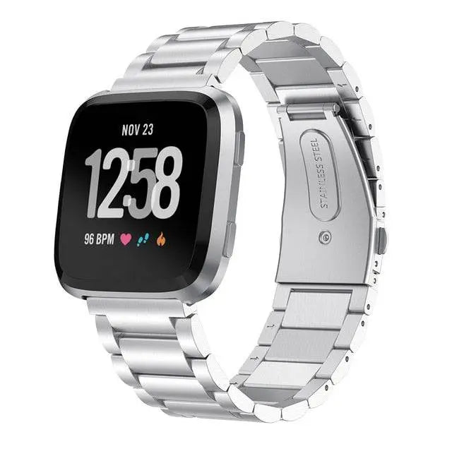 Replacement Steel Link Wristband for Fitbit Versa 2 Smartwatch – Adjustable Metal Fitness Tracker Strap for Women & Men