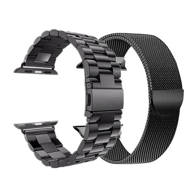 Metal Watchband Twin Pack – Mesh & Link Straps Compatible with 42mm, 46mm, 49mm Smartwatches