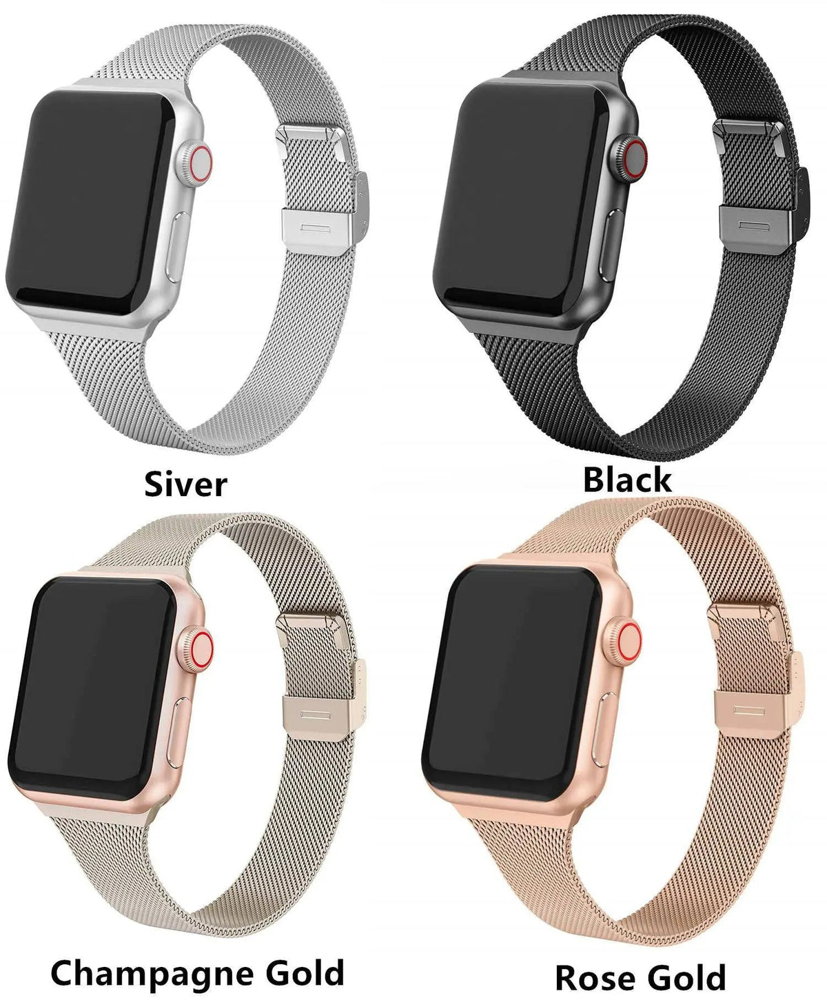Adjustable Stainless Steel Link Bracelet for Apple Watch – Magnetic Clasp, Multiple Size Options