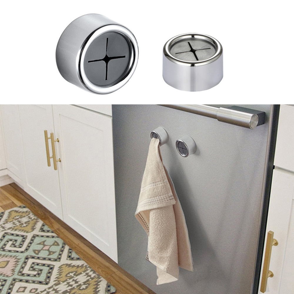 Clip-On Fabric Bar Set of 3 Adhesive Mount Silver Steel Organizer for Kitchen & Bathroom Counters No Drilling