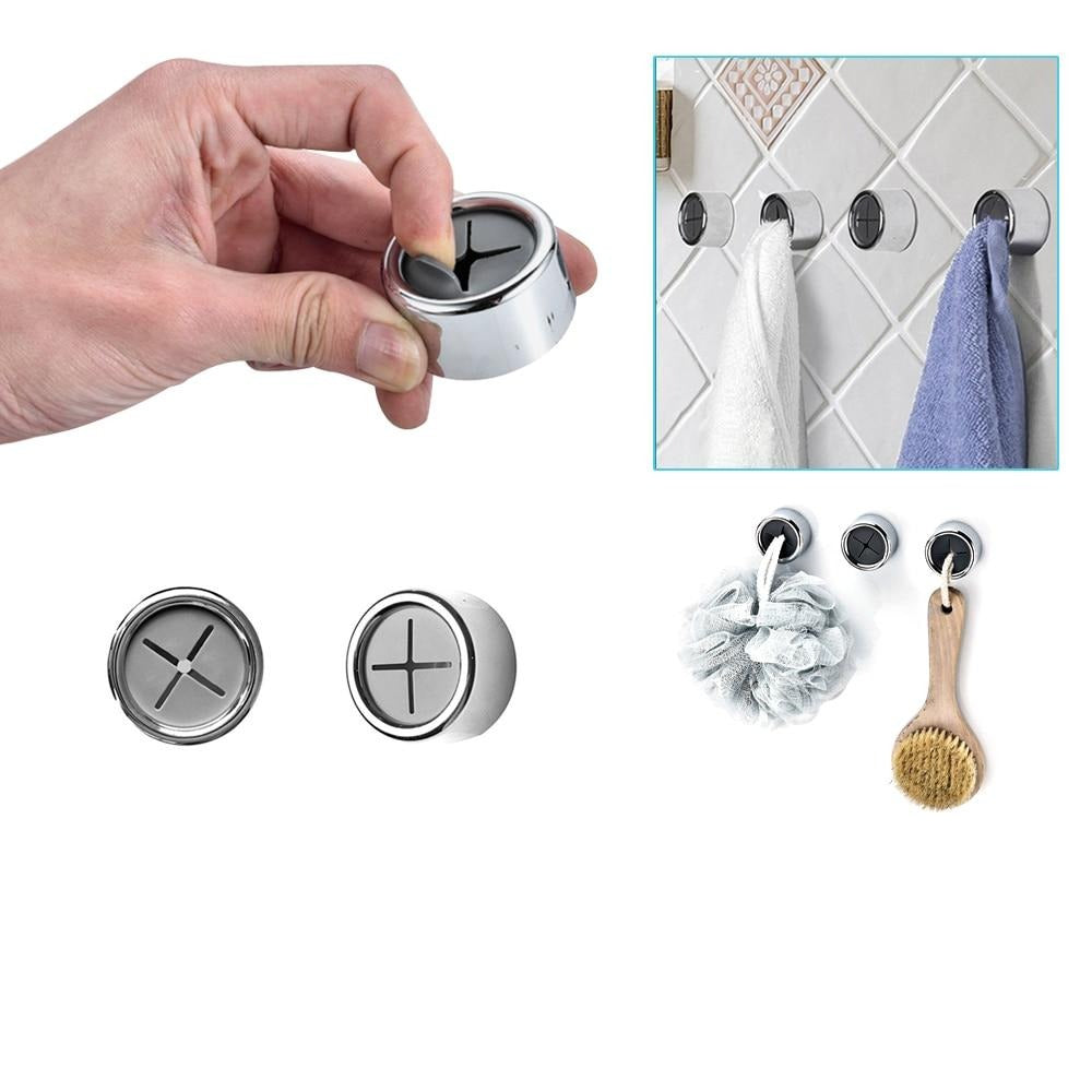 Clip-On Fabric Bar Set of 3 Adhesive Mount Silver Steel Organizer for Kitchen & Bathroom Counters No Drilling