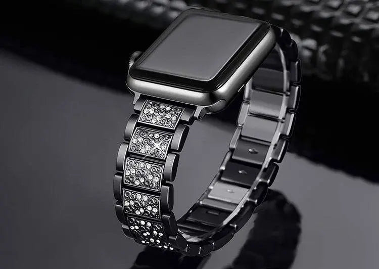 Embellished Steel Band + Protective Case Set for Apple Watch Series (38mm–44mm) – Coordinated Finish