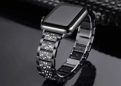 Embellished Steel Band + Protective Case Set for Apple Watch Series (38mm–44mm) – Coordinated Finish