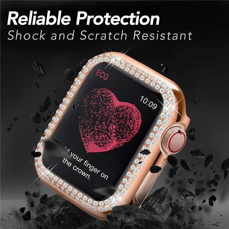Embellished Steel Band + Protective Case Set for Apple Watch Series (38mm–44mm) – Coordinated Finish