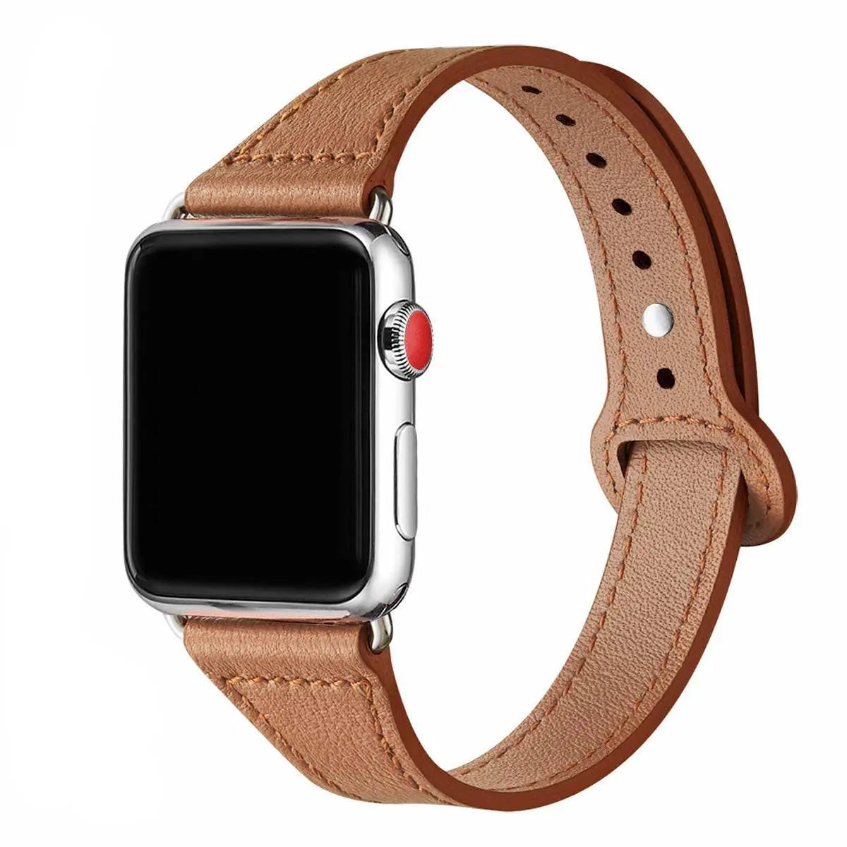 Slim Cowhide Strap for Apple Watch – Adjustable Butterfly Clasp Band for Women