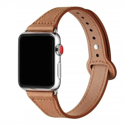 Slim Cowhide Strap for Apple Watch – Adjustable Butterfly Clasp Band for Women