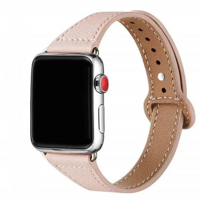 Slim Cowhide Strap for Apple Watch – Adjustable Butterfly Clasp Band for Women