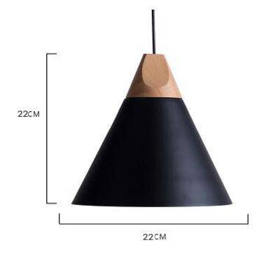 Conical Wood & Aluminum Pendant Light – Vintage Industrial Hanging Fixture for Dining Room, Kitchen & Living Room – E27 Socket, Adjustable