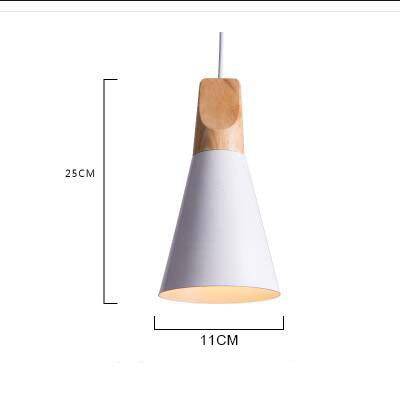 Conical Wood & Aluminum Pendant Light – Vintage Industrial Hanging Fixture for Dining Room, Kitchen & Living Room – E27 Socket, Adjustable