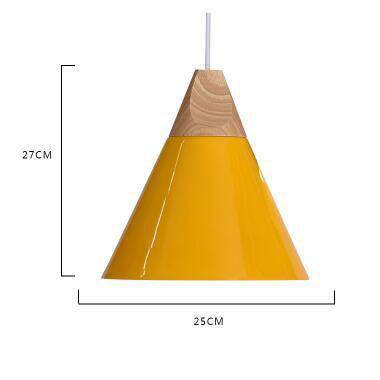 Conical Wood & Aluminum Pendant Light – Vintage Industrial Hanging Fixture for Dining Room, Kitchen & Living Room – E27 Socket, Adjustable