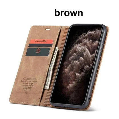 Folio Wallet iPhone Case – Leather-Finish Cover with Card Slots for iPhone 11, 11 Pro & Pro Max – Protective Edge Cover, Camera Cutout &