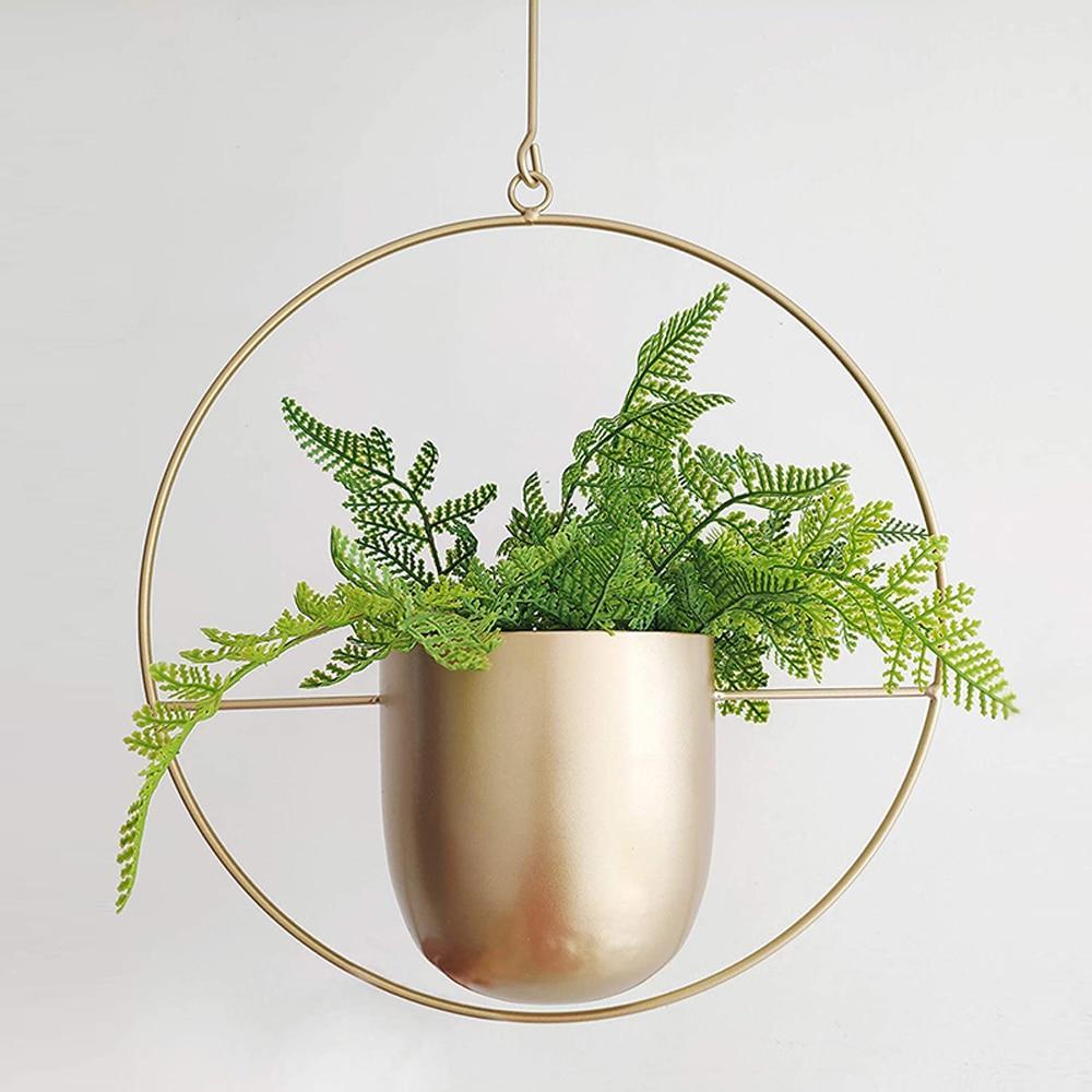 Hanging Plant Holder with Geometric Frame – Modern Wall or Ceiling Mount for Indoor Plants