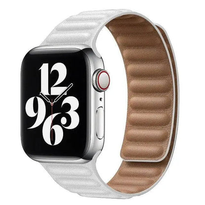 Leather Magnetic Loop Strap for Smart Watch – Adjustable Classic Band with Metal Clasp – Fits 38mm to 49mm Case Sizes