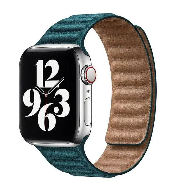 Leather Magnetic Loop Strap for Smart Watch – Adjustable Classic Band with Metal Clasp – Fits 38mm to 49mm Case Sizes