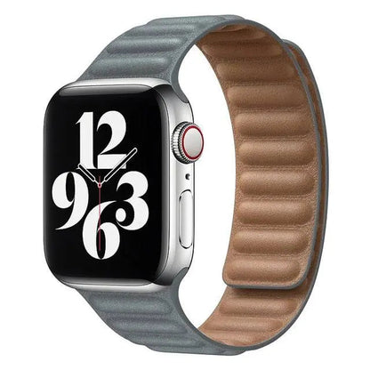 Leather Magnetic Loop Strap for Smart Watch – Adjustable Classic Band with Metal Clasp – Fits 38mm to 49mm Case Sizes