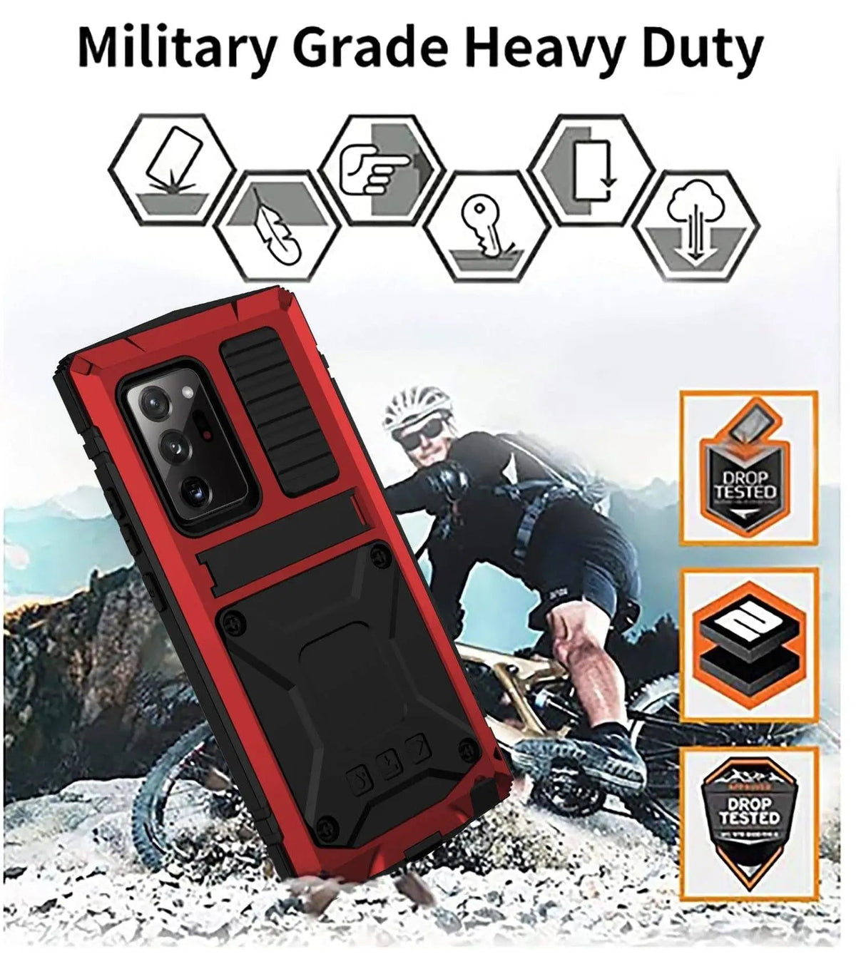 Heavy-Duty Aluminum Galaxy S21 Case with Tempered Glass Screen – Kickstand & 360° Drop Protection