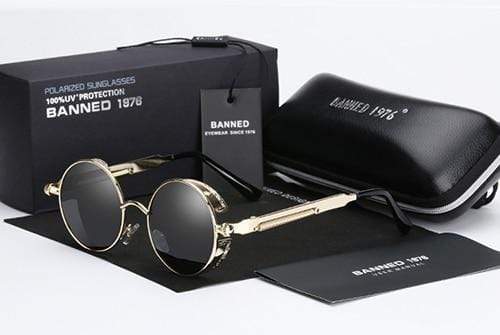 Round Polarized Steampunk Sunglasses for Men with UV400 Protection & Metal Frame | Retro Circle Shades with HD Lenses