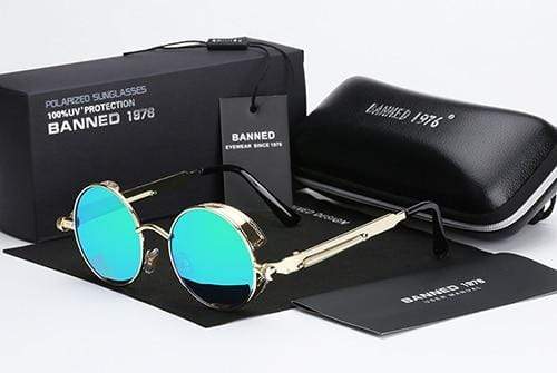 Round Polarized Sunglasses for Men — Steampunk Metal Frame with UV400 Protection | Vintage Circle Shades for Festivals & Everyday