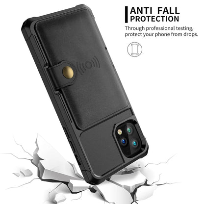 Folio Card Wallet Case with Leather-Look Texture for iPhone 12 Series – Fitted Edge Protection, Raised Camera Guard, Precise Button and