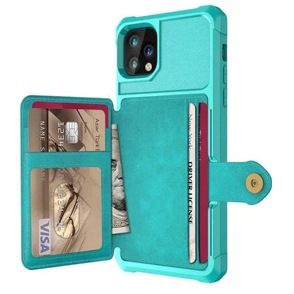 Folio Card Wallet Case with Leather-Look Texture for iPhone 12 Series – Fitted Edge Protection, Raised Camera Guard, Precise Button and