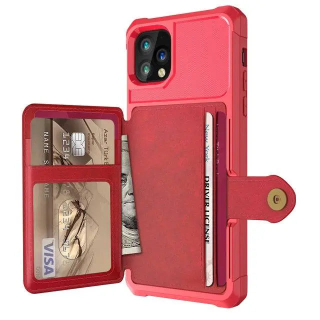 Folio Card Wallet Case with Leather-Look Texture for iPhone 12 Series – Fitted Edge Protection, Raised Camera Guard, Precise Button and