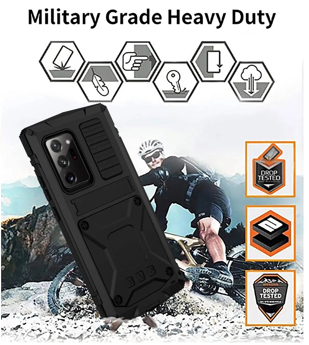 Heavy-Duty Aluminum Galaxy S21 Case with Tempered Glass Screen – Kickstand & 360° Drop Protection