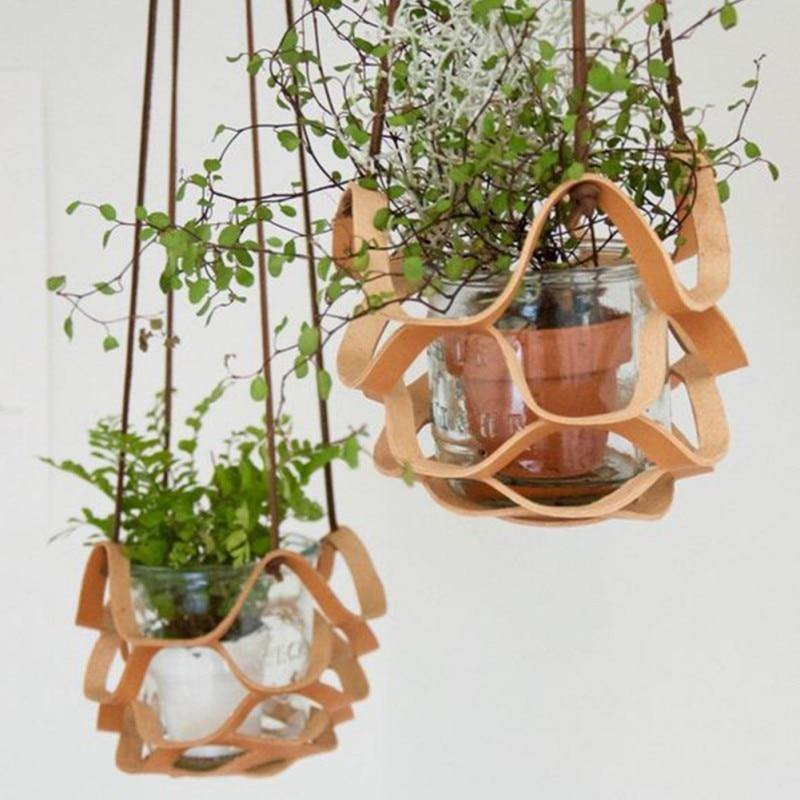 Plant Hanger made with Vegan Leather and Rope