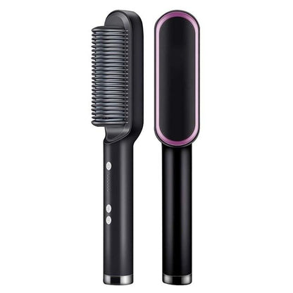 Heated Straightening Brush for Smooth Salon Hair at Home – Ionic Coating – 5 Heat Settings – Anti-Frizz Styling Comb