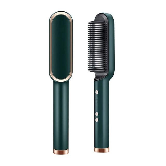 Heated Straightening Brush for Smooth Salon Hair at Home – Ionic Coating – 5 Heat Settings – Anti-Frizz Styling Comb