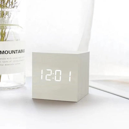 Sound-Activated Digital Alarm Clock with LED Display & Temperature Readout for Bedroom & Desk