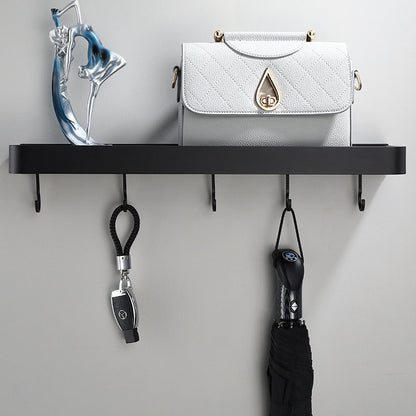 Floating Aluminum Storage Rack for Bathroom & Kitchen Organization | Space-Saving Wall Shelf with Towel Bar | Black Metal Organizer for Smal