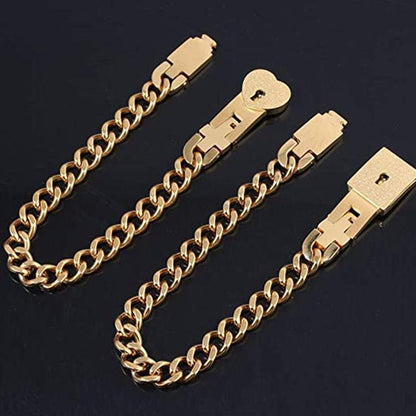 Couples Lock & Key Bracelet Set in Stainless Steel for Him & Her | Matching Jewelry Gift for Boyfriend Girlfriend Anniversary Valentine's Da