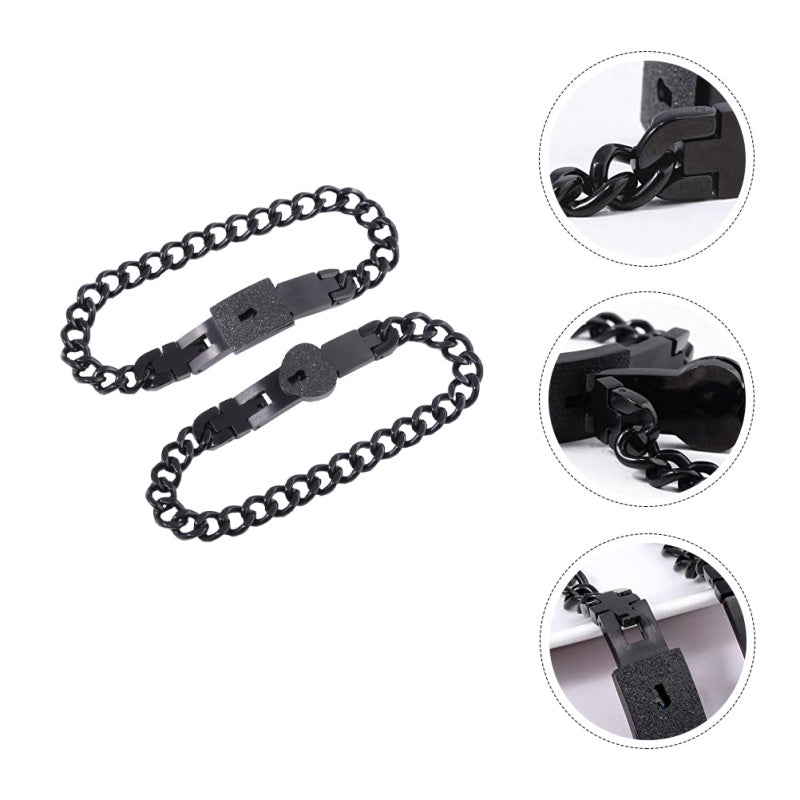 Couples Lock & Key Bracelet Set in Stainless Steel for Him & Her | Matching Jewelry Gift for Boyfriend Girlfriend Anniversary Valentine's Da