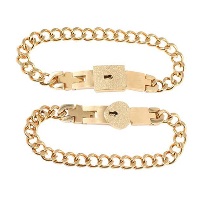 Couples Lock & Key Bracelet Set in Stainless Steel for Him & Her | Matching Jewelry Gift for Boyfriend Girlfriend Anniversary Valentine's Da