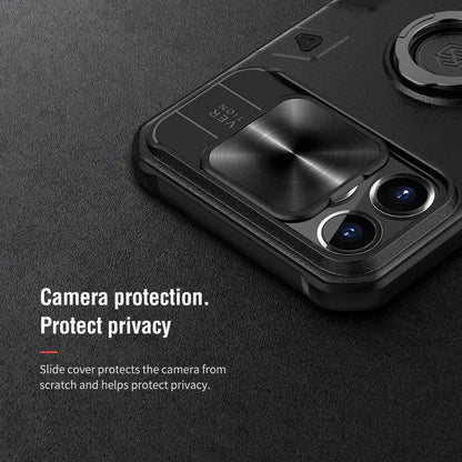 Aluminum Phone Case with Ring Stand for iPhone 13 Series – Camera Guard & Kickstand