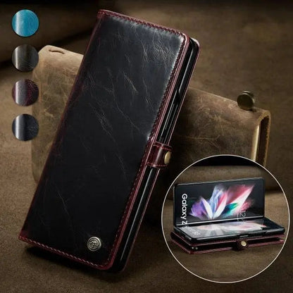 Folio Wallet Case for Samsung Galaxy Z Fold 3 – Genuine Leather Cover with Card Slots for Samsung Z Fold 3 5G – Full Protection Phone Pouch