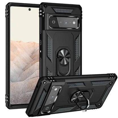 Reinforced Kickstand Phone Case for Google Pixel 6 & Pixel 6 Pro – 360° Rotating Ring Grip – Shockproof Hybrid Shell Cover