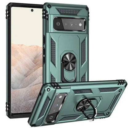 Reinforced Kickstand Phone Case for Google Pixel 6 & Pixel 6 Pro – 360° Rotating Ring Grip – Shockproof Hybrid Shell Cover