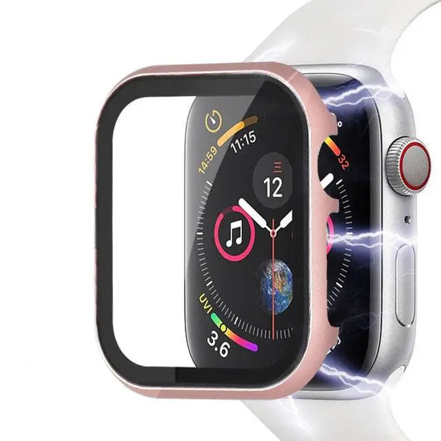 Protective Metal Bumper Frame for Apple Watch Series 7/8/9 – 41mm & 45mm Hard Shell Guard with Tempered Glass