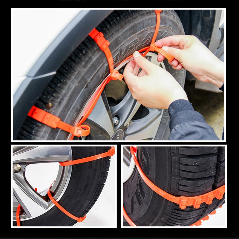Tire Traction Straps for Snow and Ice - Emergency Anti-Slip Wheel Grips for Cars, SUVs, Trucks - Reusable Winter Driving Aid Kit